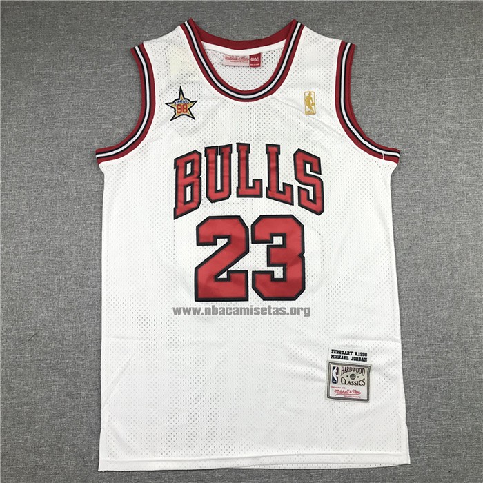 Camiseta Chicago Bulls Michael Jordan NO 23 Mitchell & Ness 1998 Blanco